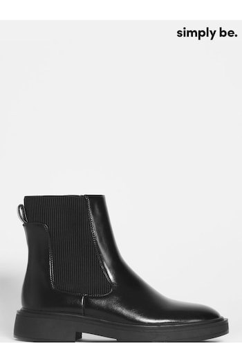 Simply Be Classic Chelsea Ankle Black Lite Boots in Extra Wide Fit (528479) | £29