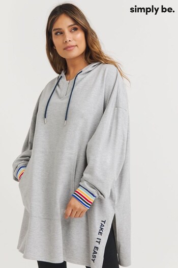 Simply Be Oversized Grey Retro Love Hooded Sweatshirt (528527) | £32