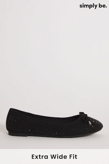 Simply Be Heat Seal Embellished Ballerina in Wide/Extra Wide Fit (528584) | £20