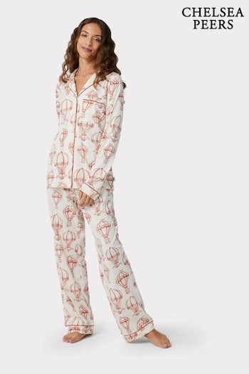 Chelsea Peers Cream Organic Cotton Air Balloon Print Pyjama Set (528709) | £55