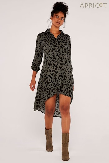 Apricot Green Cheetah Oversized Shirt Dress (528802) | £30