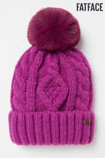 FatFace Purple Billie Cable Bobble Hat (529007) | £20