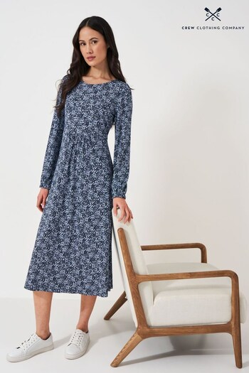Crew Clothing Company Blue Floral Print  Jersey Dress (529209) | £69
