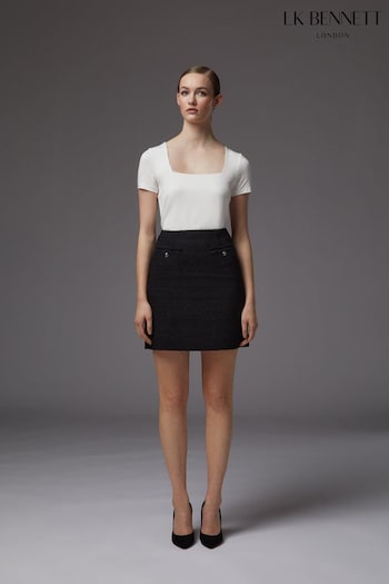 LK Bennett Charlee Black Cotton Blend Tweed Skirt (529488) | £169