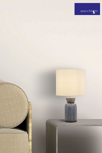 Searchlight White and Blue Buck Ceramic Table Lamp (529523) | £30