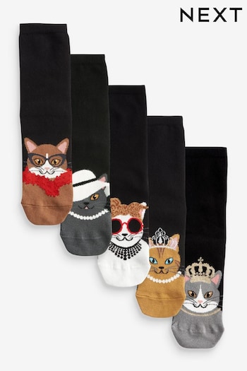 Glam Cats Ankle Socks 5 Pack (529550) | £12