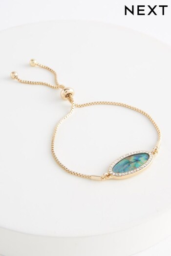 Gold Tone Recycled Metal Abalone Pully Bracelet (529785) | £12