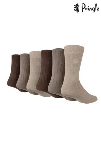 Pringle Natural 6 Pack Bamboo Rib Socks (529889) | £24