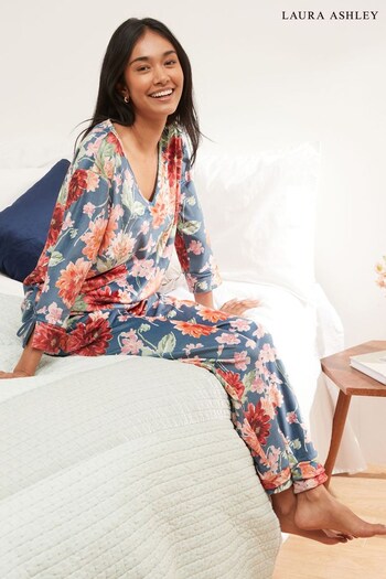 Laura Ashley Navy Dahlia Print Pyjamas (529895) | £49