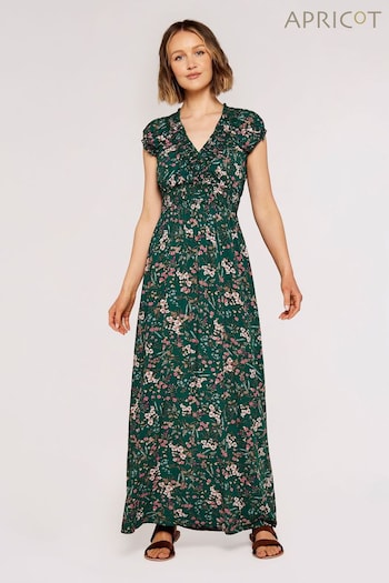 Apricot Green Multi Botanical Ditsy V-Neck Maxi Dress (530146) | £39