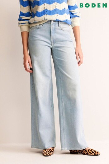 Boden Light Blue High Rise Wide Leg linen Jeans (530307) | £90
