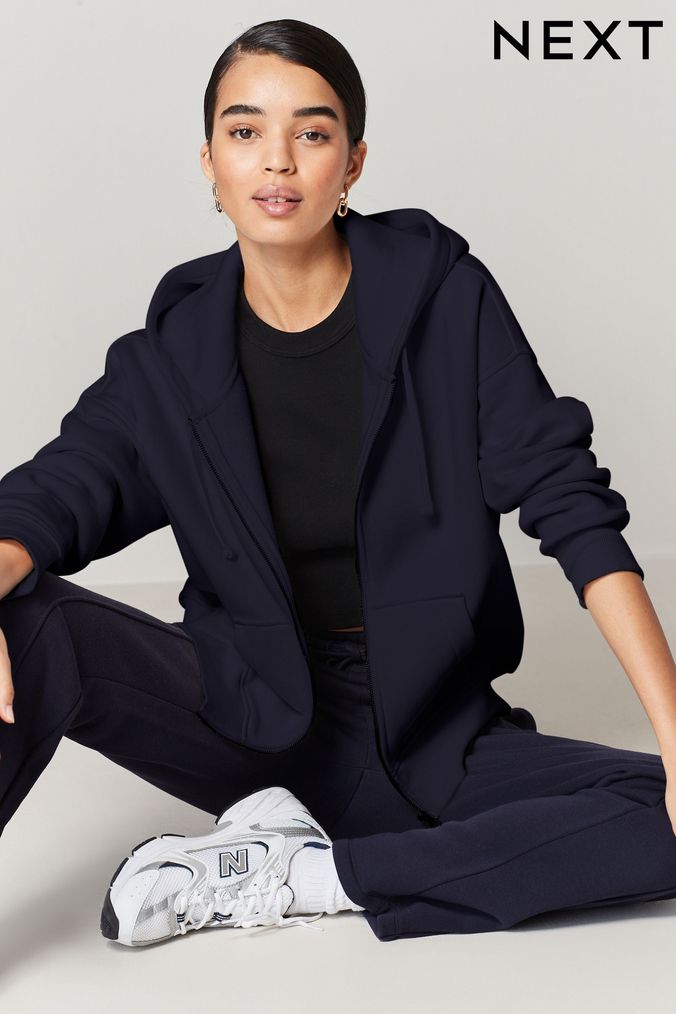 Navy zip up hoodies womens on sale