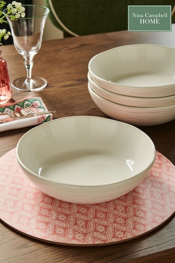 Nina Campbell Set of 4 White Meadow Pasta Bowls Set of 4 Pasta Bowls (530574) | £50