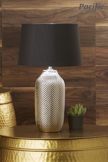 Pacific Silver Textured Ceramic Table Lamp (530899) | £75