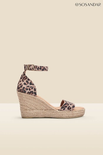 Sosandar Natural Ankle Strap High Wedge Espadrille Lifestyle Sandals (531125) | £75