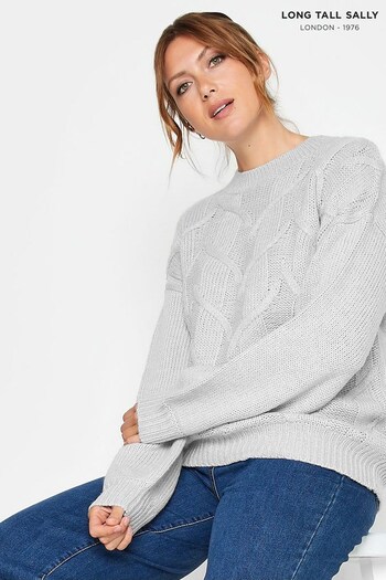Long Tall Sally Grey Cable Knit Jumper (531341) | £33