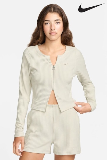 Nike perforated Neutral Chill Knit Ribbed Full-Zip Cardigan (531442) | £60