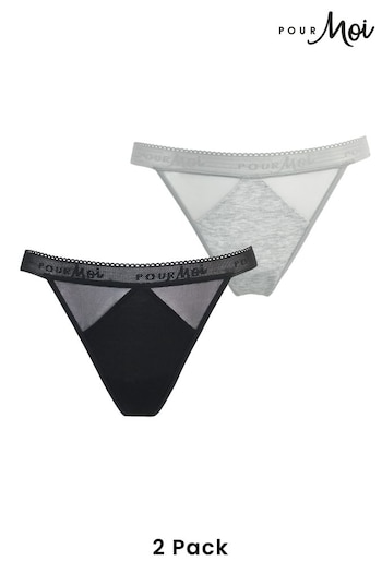 Pour Moi Black Modal and Mesh G String Knickers 2 Pack (531464) | £12