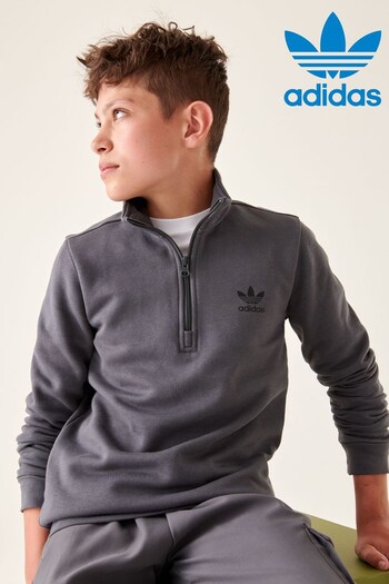 adidas Originals Junior Black Adicolor Half-Zip Sweatshirt (531482) | £38