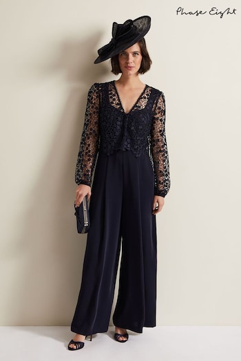 Phase Eight Blue Mariposa Lace Jumpsuit (531495) | £199