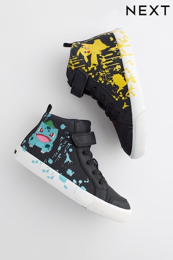 Pokemon Black Elastic Lace High Top Trainers (531736) | £30 - £37