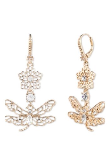 Marchesa Ladies Gold Tone Jewellery PE DRAGONFLY DROP-GOLD/CRYSTAL Earrings (531752) | £50