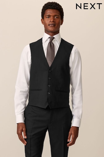 Black Textured Suit: Waistcoat (531849) | £40