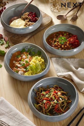 Sage Green Organic Dinnerware Set of 4 Pasta Bowls (531869) | £40