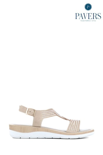 Pavers Gold Woven Ankle Strap Sandals (531930) | £27.99