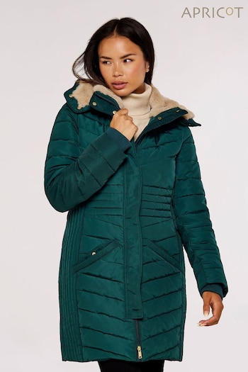 Apricot Green Longline Puffer Coat (532073) | £89