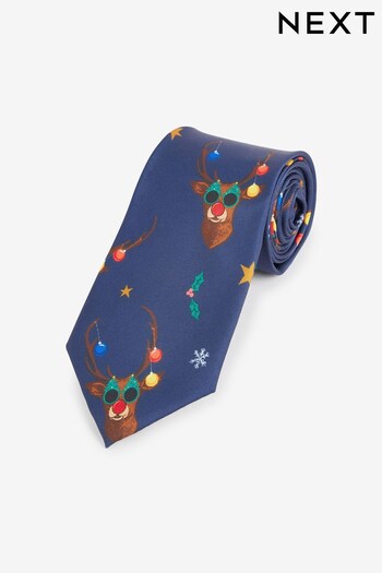 Navy Blue Rudolph Christmas Tie (532188) | £12