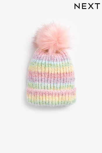 Multi Rainbow Pom Pom Beanie Hat (3-16yrs) (532285) | £6 - £9