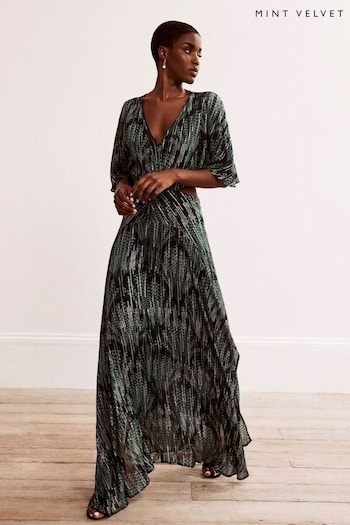 Mint Velvet Green Lexi Print Cut Out Maxi Dress (532369) | £149