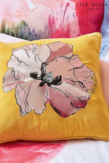Ted Baker Gold Art Floral Cushion (532681) | £50