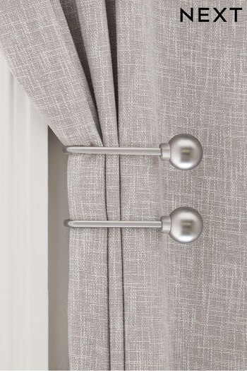 Set of 2 Brushed Silver Ball Curtain Holdbacks (532964) | £18