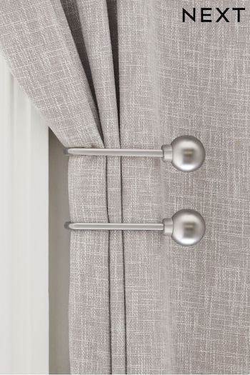 Set of 2 Brushed Silver Ball Curtain Holdbacks (532964) | £18