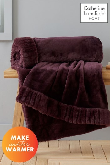 Catherine Lansfield Purple Velvet And Faux Fur Soft and Cosy Throw (533044) | £30