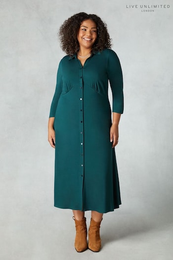 Live Unlimited Curve Green Empire Seam Jersey Dress (533067) | £55