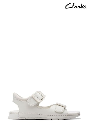 Clarks White Baha Beach K Sandals (533149) | £42