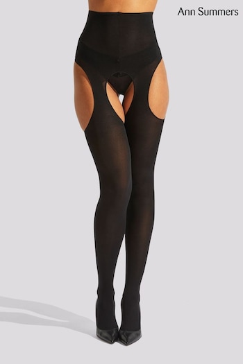 Ann Summers Black High Waisted Mock Suspender Tights (533551) | £14
