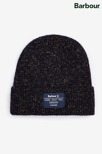 Barbour® Navy Speckled Eston Fleece Lined Beanie Hat (533810) | £30