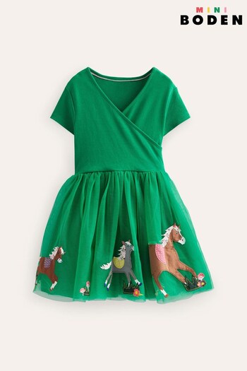 Boden Green Applique Tulle Ballet Dress (533814) | £39 - £44