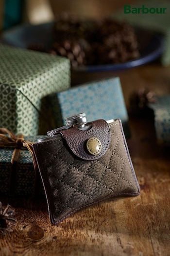 Barbour® Green Quilted Padbury Hip Flask (534080) | £45