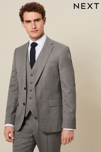 Light Grey Slim Fit Textured Suit: Jacket (534113) | £99