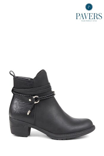 Pavers Casual Heeled Ankle Black Boots (534115) | £48
