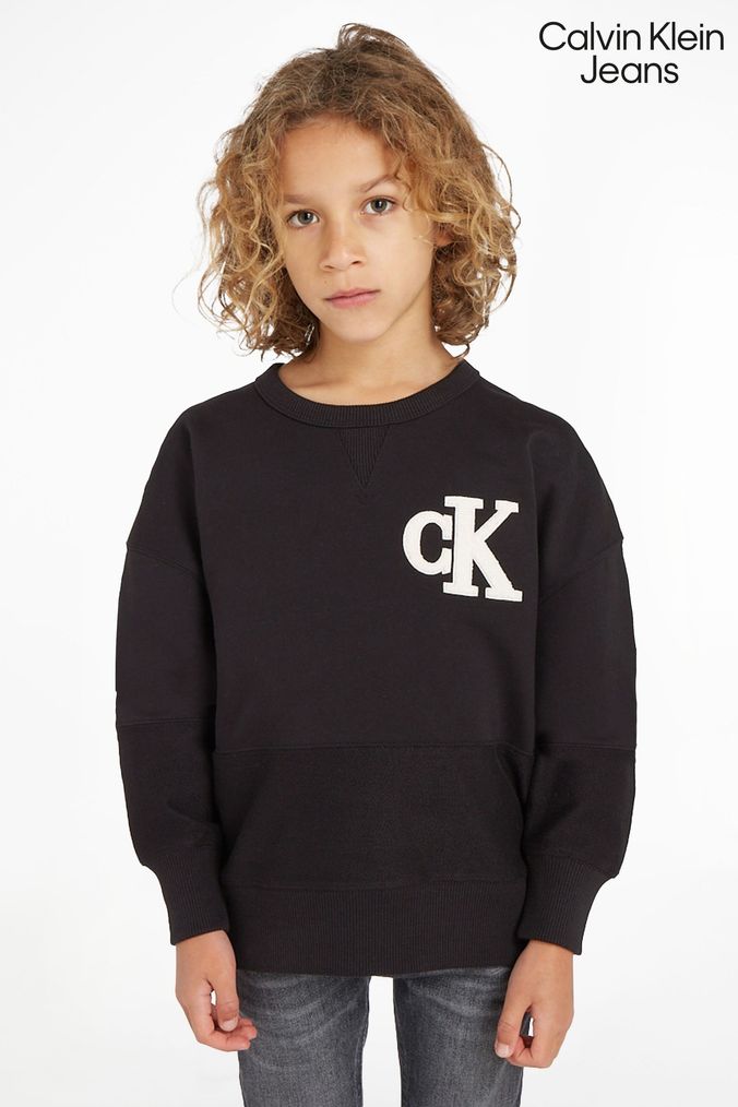 Calvin Klein Jeans Boys Towelling Black Sweatshirt (534310) | £80