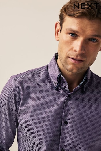 Purple Double Collar Regular Fit Trimmed Formal Shirt (534325) | £36