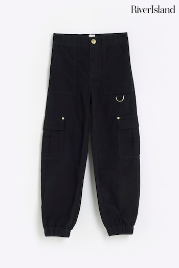 River Island Black Girls Trim Cargo Trousers (534378) | £19