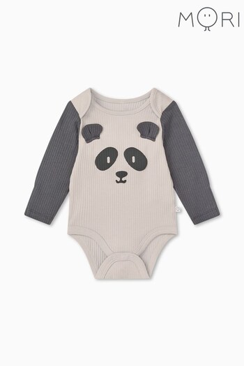 Mori Panda Organic Ribbed Long Sleeve Bodysuit (534425) | £19