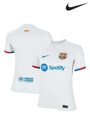 Nike White/Blue Jr. FC Barcelona 23/24 Football Shirt (534438) | £60
